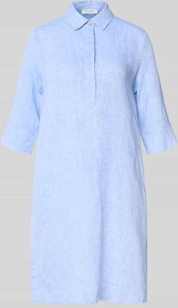 Christian Berg Knielanges Hemdblusenkleid aus Leinen mit 3/4-Arm in Jeansblau, Gr&ouml;&szlig;e 36