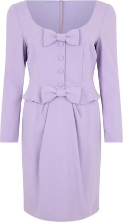 Moschino Elegante Jurk met Ronde Halslijn - Dames - Feestkleedjes - Paars - XL - Leer - Kleedjes