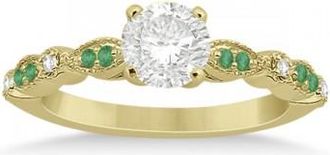 Allurez Emerald & Diamond Marquise Engagement Ring 18k Yellow Gold (0.20ct)