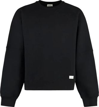 Saint Laurent Hoodies & sweatvesten, Heren, Zwart, M, Katoen, Zwarte Sweatshirt met Geborduurd Logo