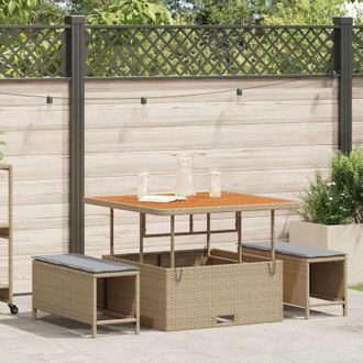 vidaXL Conjunto De Comedor De Jard&iacute;n 3 Pcs Beige Polirat&aacute;n Vidaxl