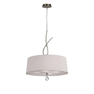 Netlighting Mara Pendant 4 Light E27 Round Antique Brass With Ivory White Shade