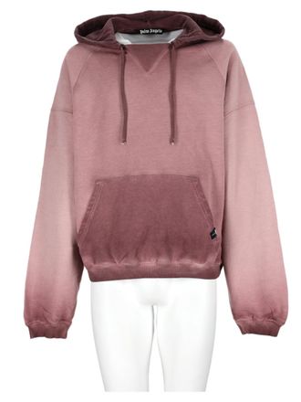 Palm Angels Mauve Gradient Graphic Kangaroo Pocket Cotton Hoodie