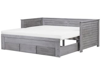 Beliani Sof&aacute; cama de madera gris 90x200