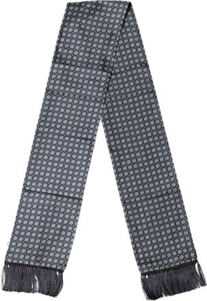 Dolce & Gabbana Blauwe Patroon Franje Hals Foulard Sjaal
