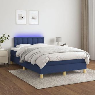 vidaXL Vidaxl - Cama Box Spring Con Colch&oacute;n Y Led Tela Azul 120x200 Cm