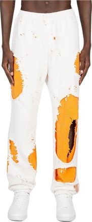 Liberal Youth Ministry Retro-Futuristische Track Pants met Distressed Look - Heren - Sweatpants - Wit - L - Katoen - Broeken