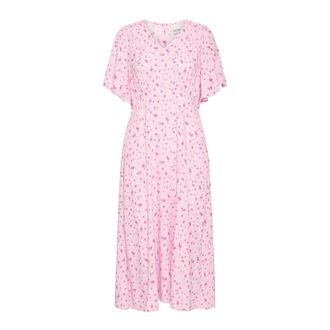 Ichi Midi Jurk - Dames - Casual kleedjes - Roze - XS - Kleedjes