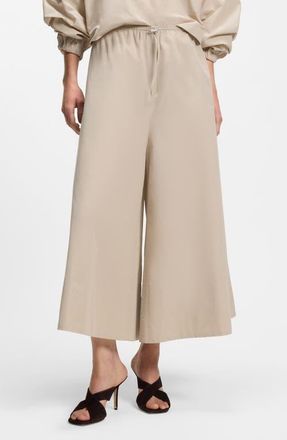 BOSS Tatefa Drawstring Wide Leg Pants in Pumice Air Cotton at Nordstrom, Size 18