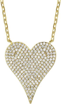 Rachel Glauber Rg 14k Gold Plated with Pave Diamond Cubic Zirconia Heart Layering Necklace