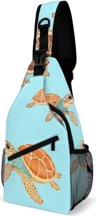 Generic Sea Turtles Cute Mens Crossbody Chest Sling Bag for Travel Hiking Lightweight Shoulder Bags with Small Side