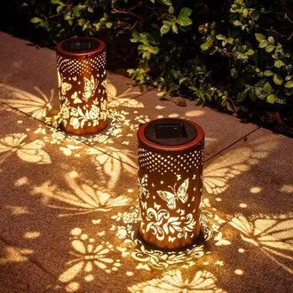 OEM Paquete De 2 Faroles Solares Con Forma De Mariposa - Impermeables - Colgantes - Led - Decoraci&oacute;n Para Exteriores - Para Patio, Jard&iacute;n Y C&eacute;sped