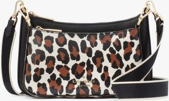 Kate Spade New York Womens Duet Spotted Leopard Printed Small Crossbody - Animal Leather - One Size