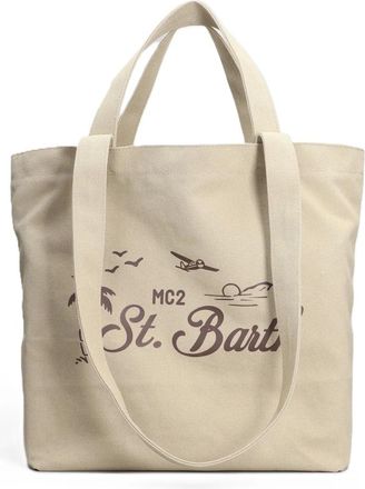 MC2 Saint Barth Tote Bags, female, Beige, Size: ONE SIZE Essential Cotton Beach Bag