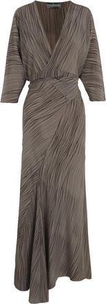 Cortana Tarantella- rustige zijden jurk print- - Dames - Wikkelkleedje - Bruin - XS - Kleedjes