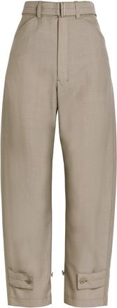 Christophe Lemaire Belted Barrel-leg Woven Trousers - Taupe - 36 (UK10 / S)