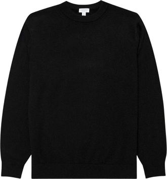 Sunspel Cashmere Crew - Heren - Ronde hals truien - Zwart - M - Kasjmier - Truien & Vesten