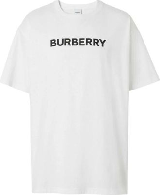 Burberry Logo Print Oversized T-shirt - Heren - T-shirts - Wit - L - Katoen - Tops