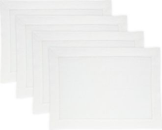 Solino Home Linen Placemats Set of 4, 14 x 19 Inch for Dining Table, Holiday and Everyday Table Decor - Medium Weight Hemstitch in White at Nordstrom