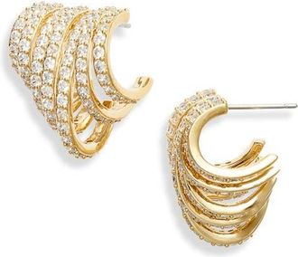 Nadri Multirow C-Hoop Earrings in Gold at Nordstrom