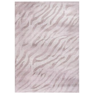 Beliani Alfombra Moderna 140 X 200 Cm De Tela Motivo Cebra Sala De Estar Dormitorio Apto Para Calefacci&oacute;n Por Suelo Radiante Base Antideslizante Beige Egil