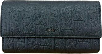 Dior Black Leather Long Wallet (Bi-Fold) (Pre-Owned)