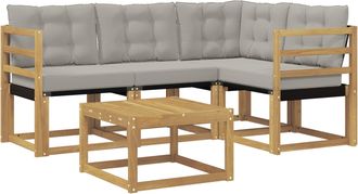 vidaXL Conjunto De Sof&aacute;s De Exterior 5 Uds. Blanco Y Gris Claro Vidaxl