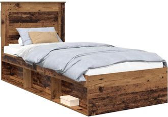 vidaXL Estructura De Cama Con Cabecera Madera Vieja 100 X 200 Cm Vidaxl
