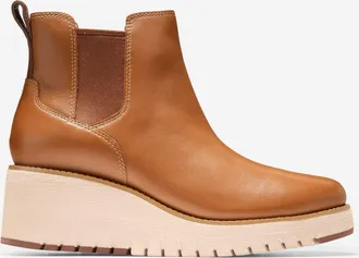 Cole Haan Womens Zer&oslash;grand City Wedge Waterproof Chelsea Boots - Brown Size 10.5