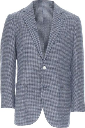 Tomorrowland blue white wool blend double button blazer jacket