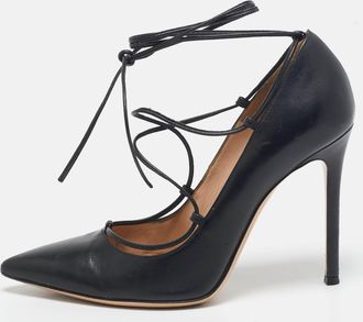 Gianvito Rossi Black Leather Femi Lace-Up Pumps