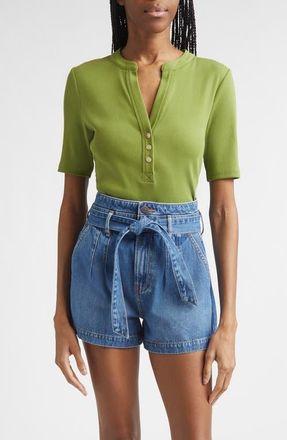 Veronica Beard Reubian Henley T-Shirt in Cactus at Nordstrom, Size X-Small