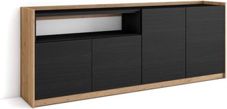 Skraut Home Aparador efecto madera negro y roble 207x37x80cm