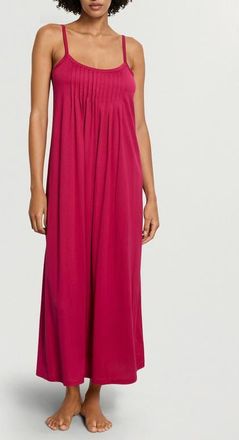 Hanro Juliet Pleat Neck Cotton Nightgown in Light Sangria at Nordstrom, Size Large