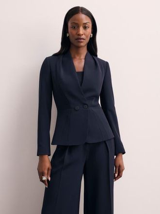 The Fold Arno Clever Crepe Blazer in Navy at Nordstrom, Size 12