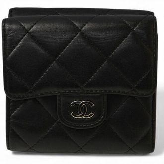 Chanel Black Leather Wallet (Tri-Fold) (Pre-Owned)