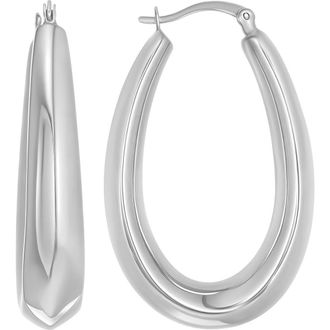 Candela Jewelry Sterling Silver Oval Hoop Earrings at Nordstrom Rack