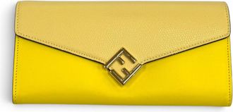 Fendi Yellow Leather Long Wallet (Bi-Fold) (Pre-Owned)