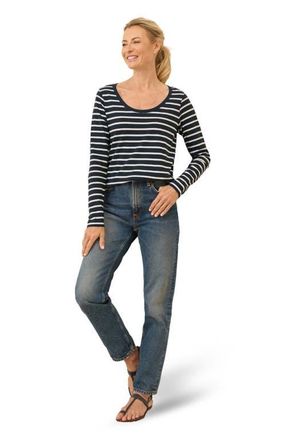 Pact Organic Cotton Softspun Long Sleeve Scoop Neck Tee in French Navy at Nordstrom, Size Small