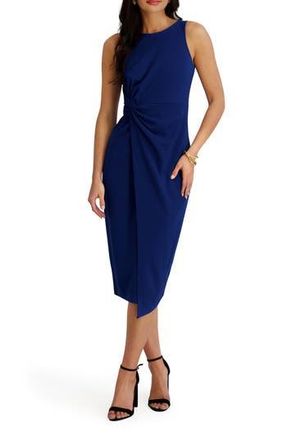 Siena My Balconia Side Knot Crepe Scuba Dress in Sapphire at Nordstrom Rack, Size Xx-Large