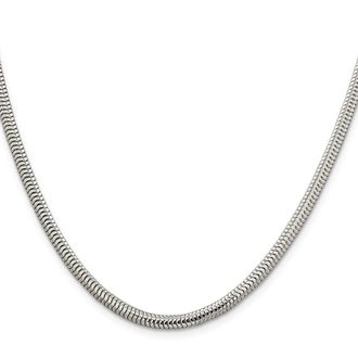 Diamond2Deal Sterling Silver 4mm Round Snake Chain Necklace