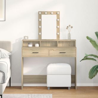 Berkfield Home Dressing Table with LED Lights&not;Sonoma Oak 100x41x140 cm in Brown | Size: 100 x 41 x 140 cm