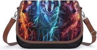 Generic Thunder Wolf Small Womens Crossbody Bags Shoulder Handbag with Adjustable Strap for Travel