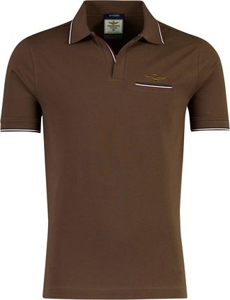 Aeronautica Poloshirt Aeronautica Militaire bruin normale fit v-hals