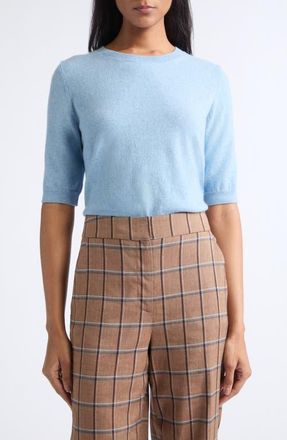 Veronica Beard Shana Crewneck Cashmere Sweater in Pale Blue River Melange at Nordstrom, Size X-Small