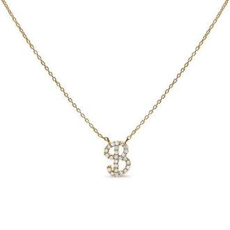 House of Brilliance 10K Gold Diamond Accent A-Z Initial Script Style Pendant Necklace in Yellow | B at Nordstrom