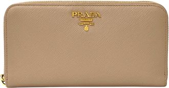 Prada Beige Saffiano Metal Long Wallet (Bi-Fold) (Pre-Owned)