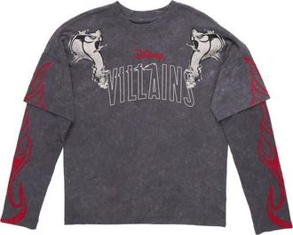 Disney Princess Long Sleeve Layered T-Shirt in Charcoal Hades at Nordstrom, Size Xx-Large