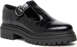 Nero Giardini Croc Embossed Lug Sole Mary Jane in Black at Nordstrom, Size 6Us