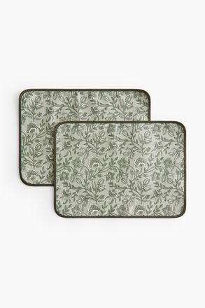 H&M 2er-Pack Wasserabweisende Tischsets - Gr&uuml;n/Gebl&uuml;mt